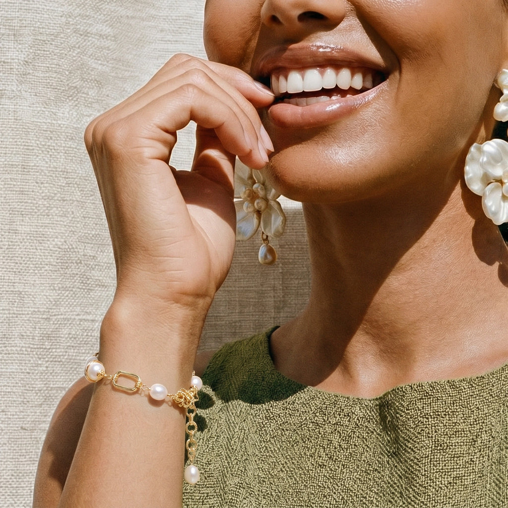 Golden Pearl Chain Bracelet