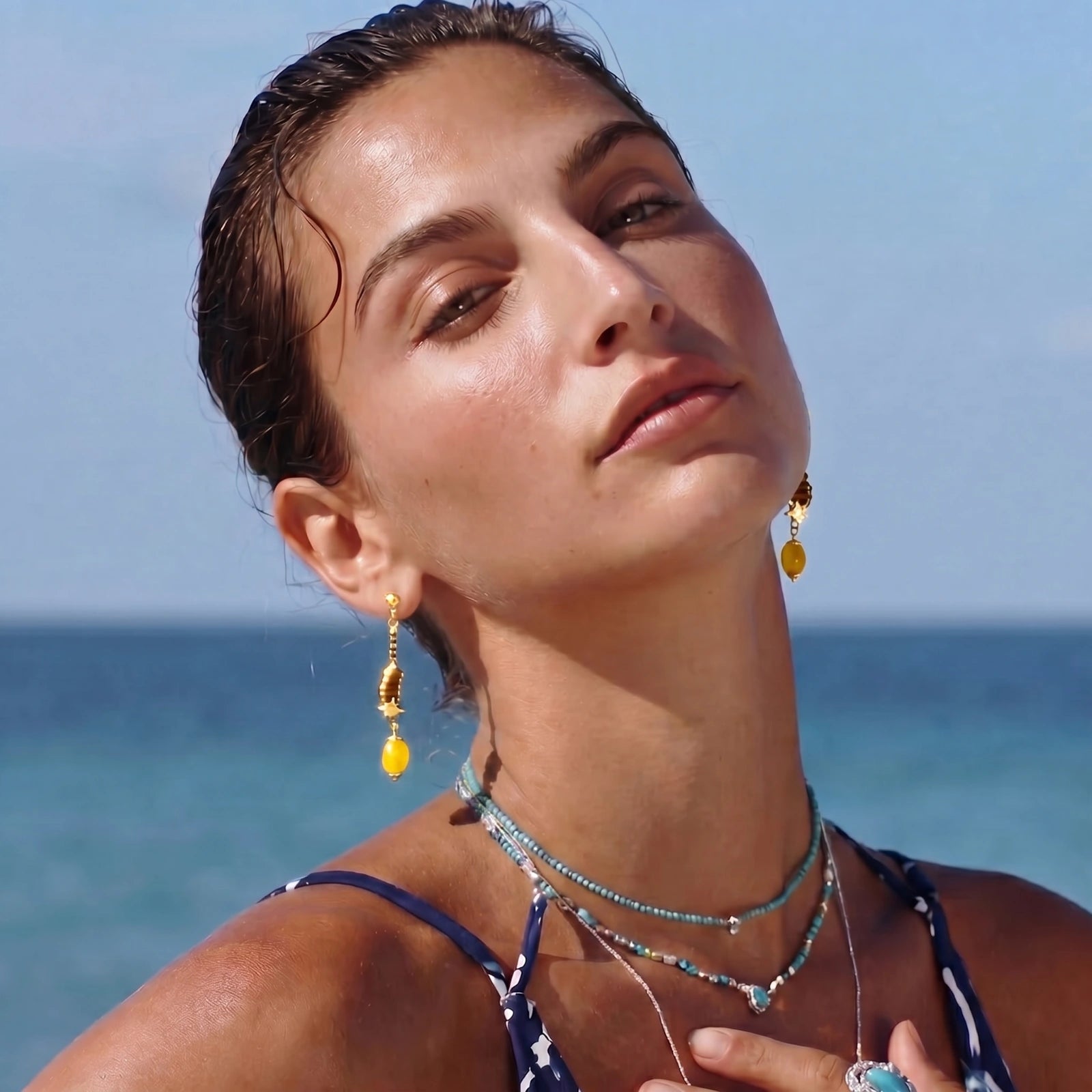 Celestial Amber Drop Earrings