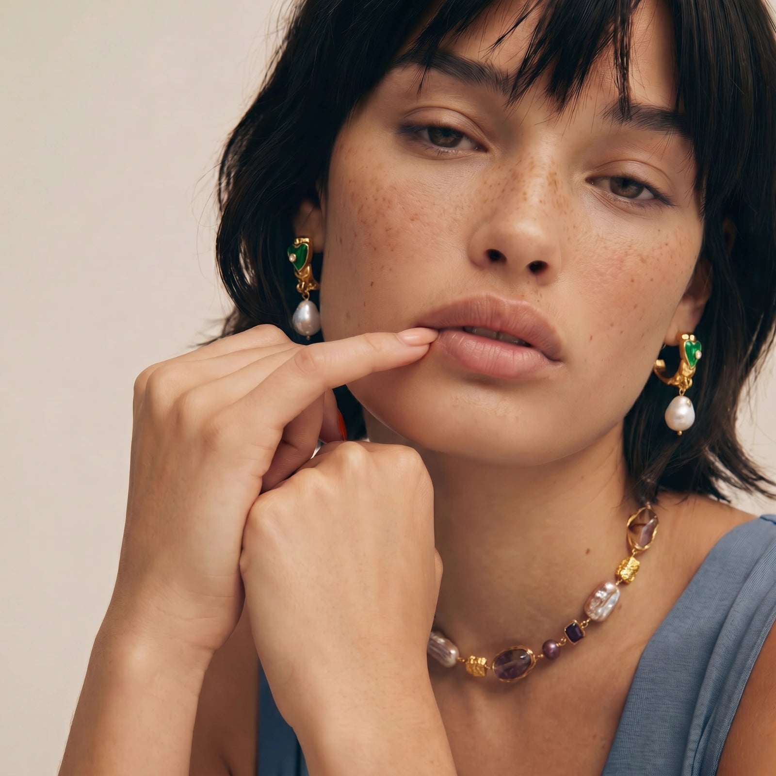 Heart Drop Pearl Earrings