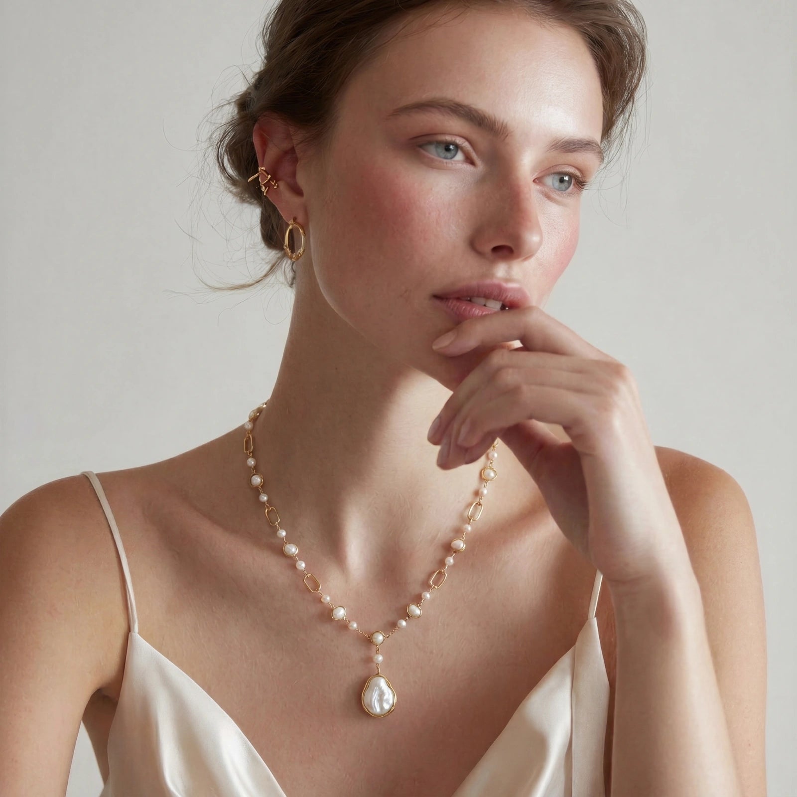Lumina Pearl Station Necklace