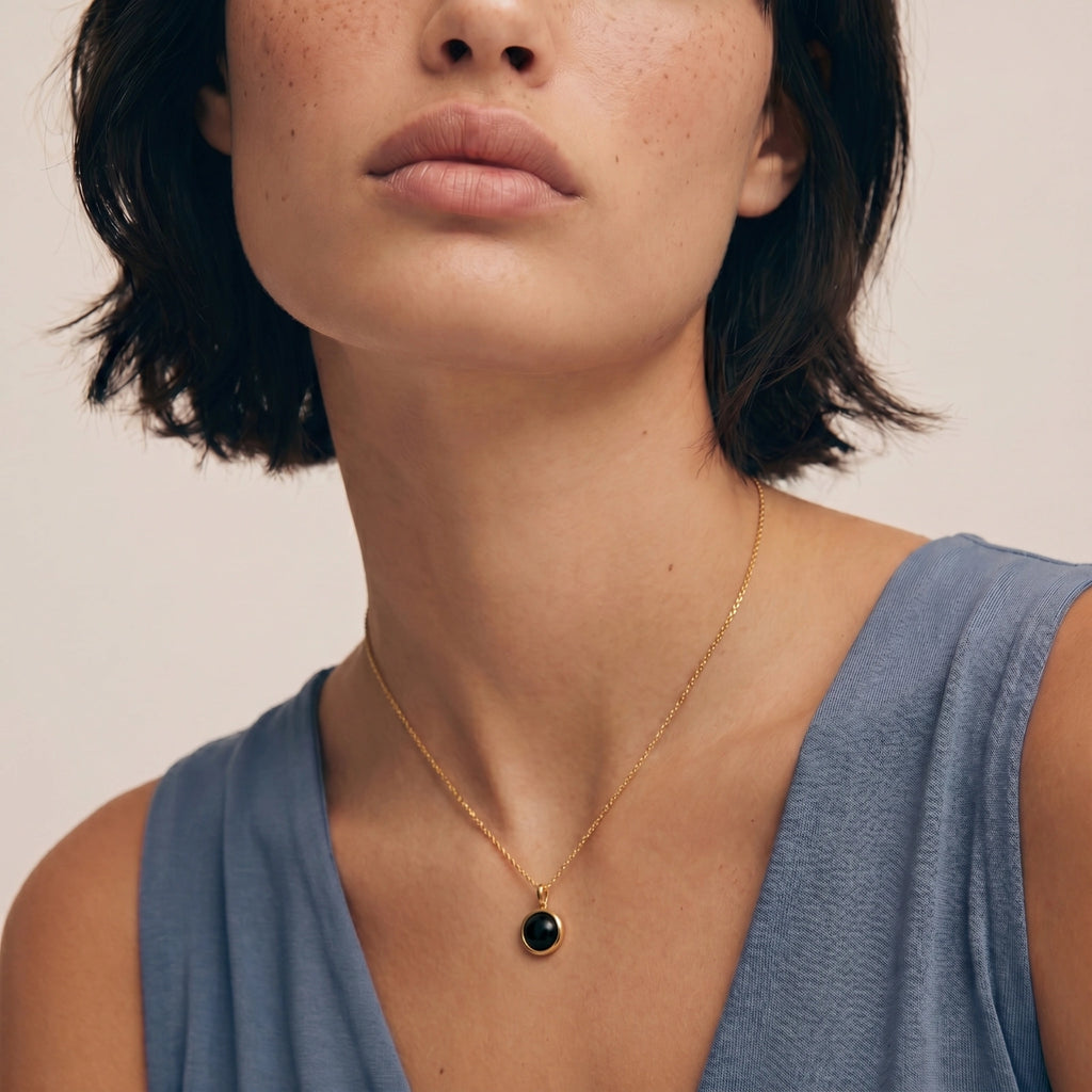Midnight Agate Circle Necklace