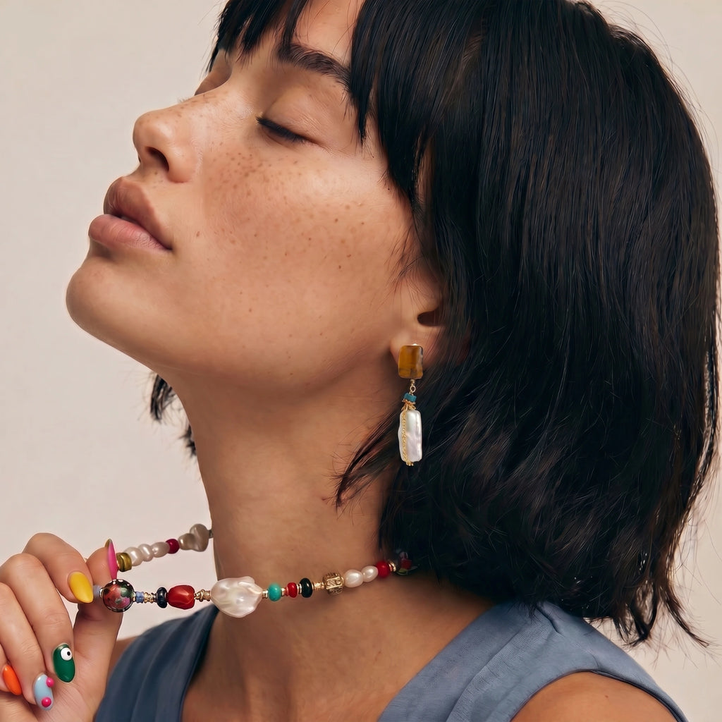 Amber Baroque Pearl Drops