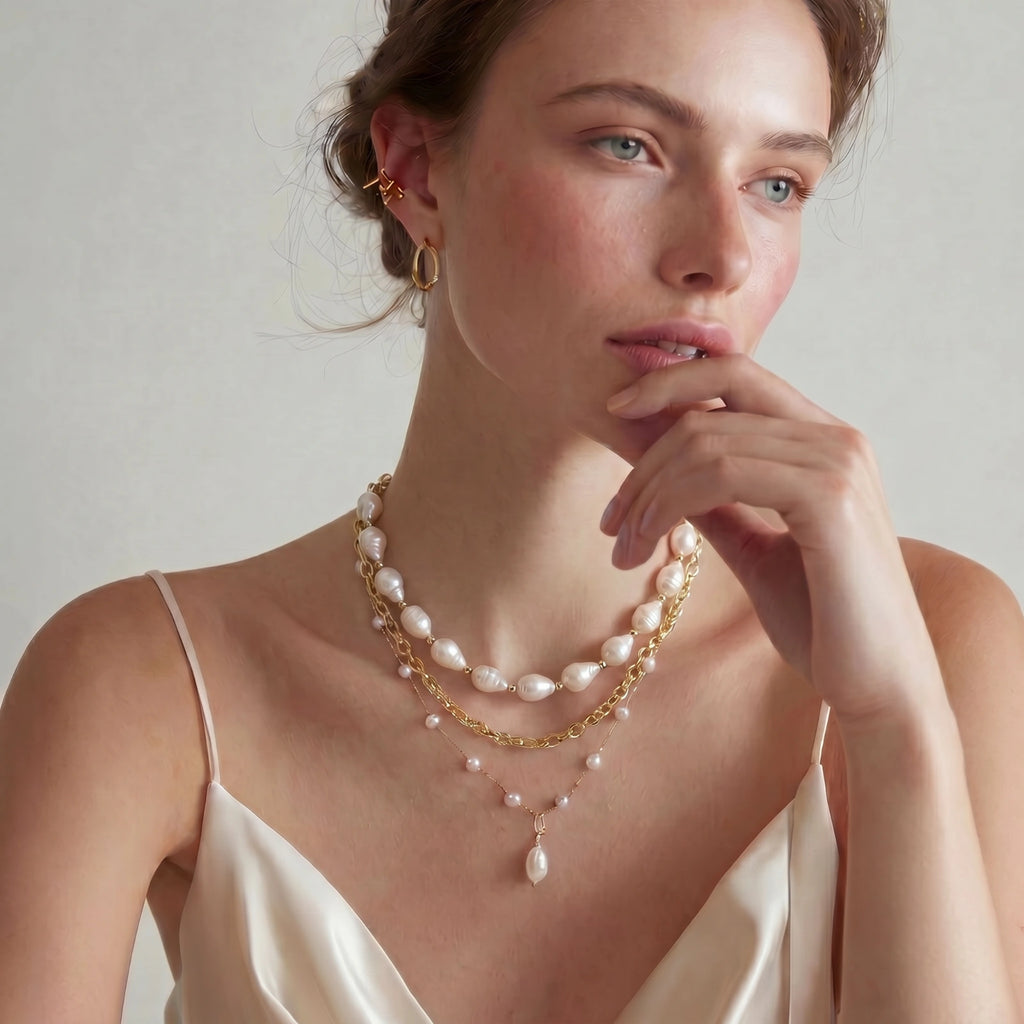 Golden Pearl Layers Necklace