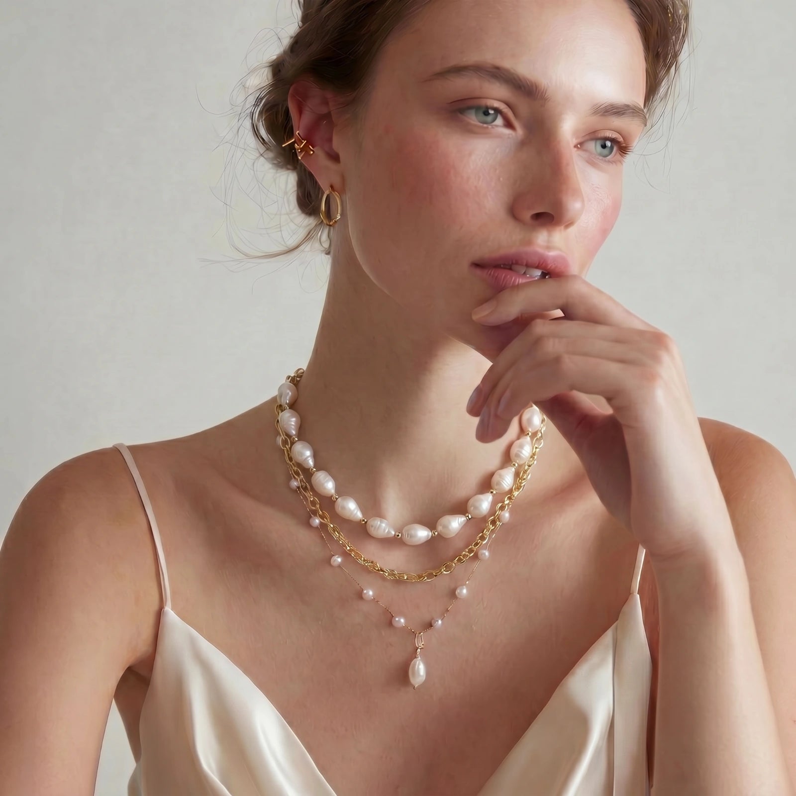 Golden Pearl Layers Necklace
