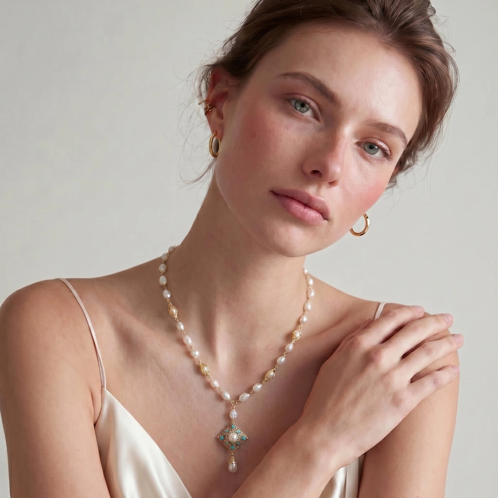 Celestial Pearl Drop Necklace